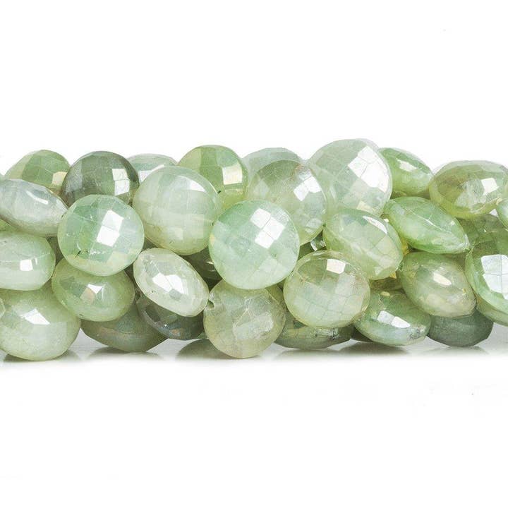 Mystic Prehnite Faceted Coin Beads 14 inch 29 pieces for wholesale by The Bead Traders
