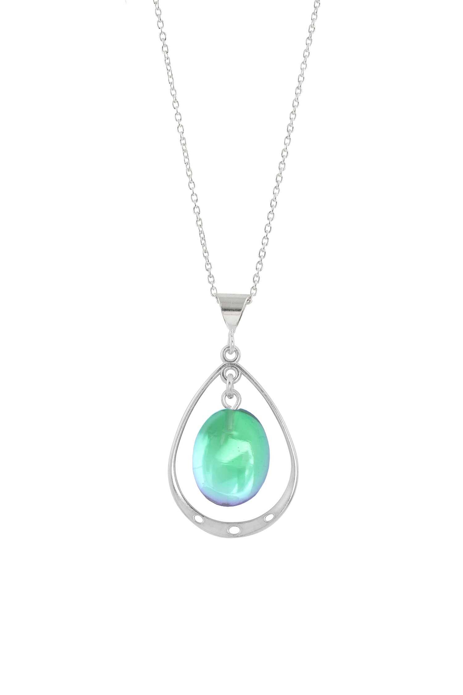 LeightWorks - Wholesale Pendant/Charm Necklace - Oval w Loop Pendant Sterling Silver Crystal Jewelry Necklace2