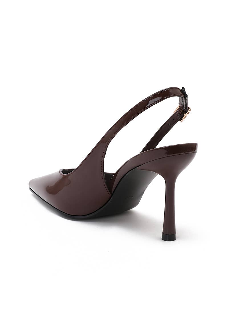 Joia Paris - Wholesale Low Heels - Women's - Patent pointed-toe slingback pump, thin heel H8-1011E24