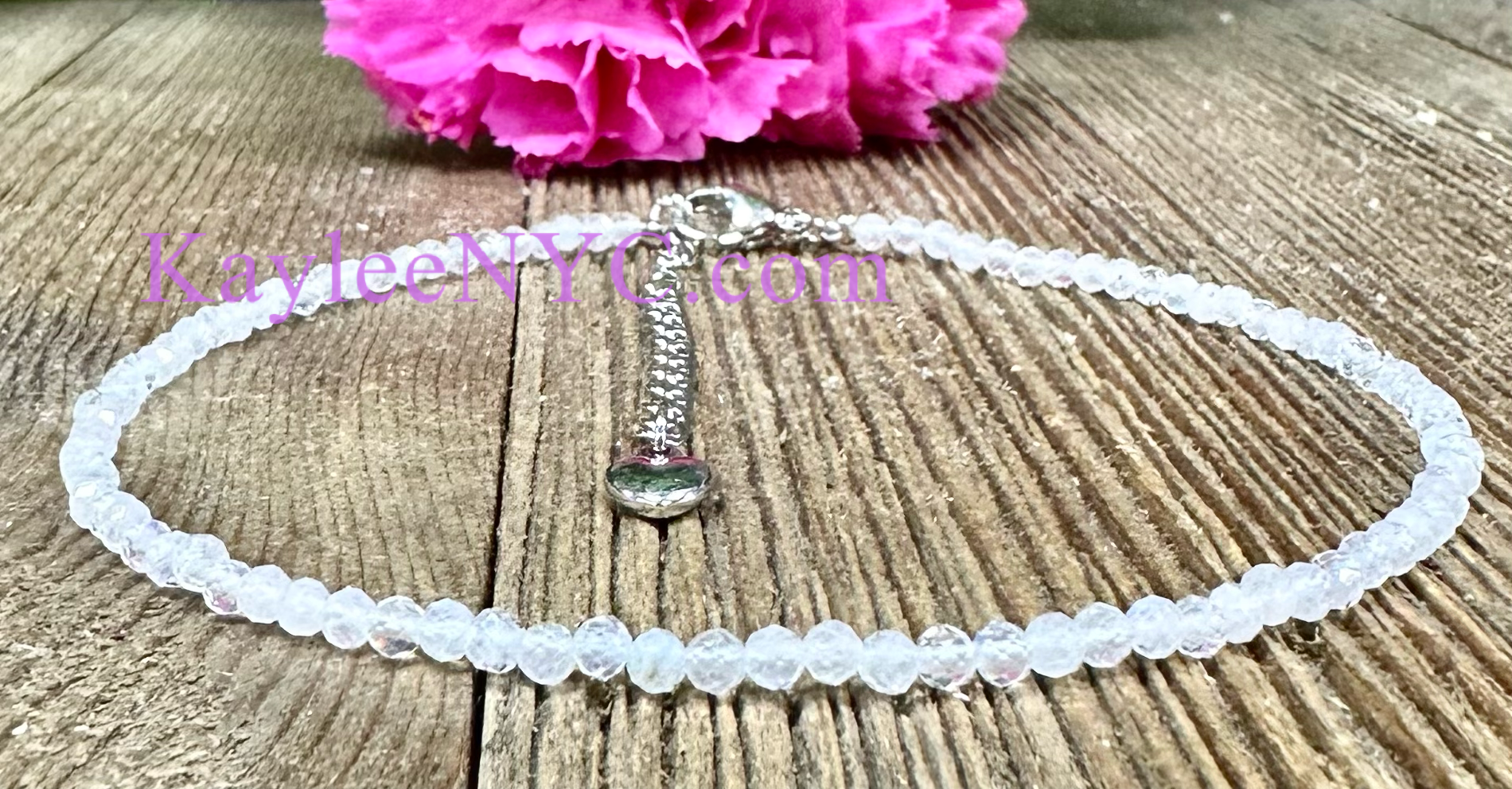 KayleeNYC - Vente Bracelets de cheville - Chevillères en pierre de lune naturelle 2 mm pour guérison par le cristal1