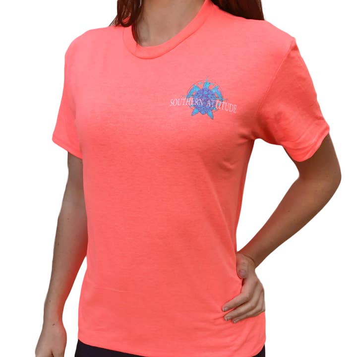 Southern Attitude - Wholesale Screen Printed T-Shirt - Women's - S-148 Nautical Snappy - Coral