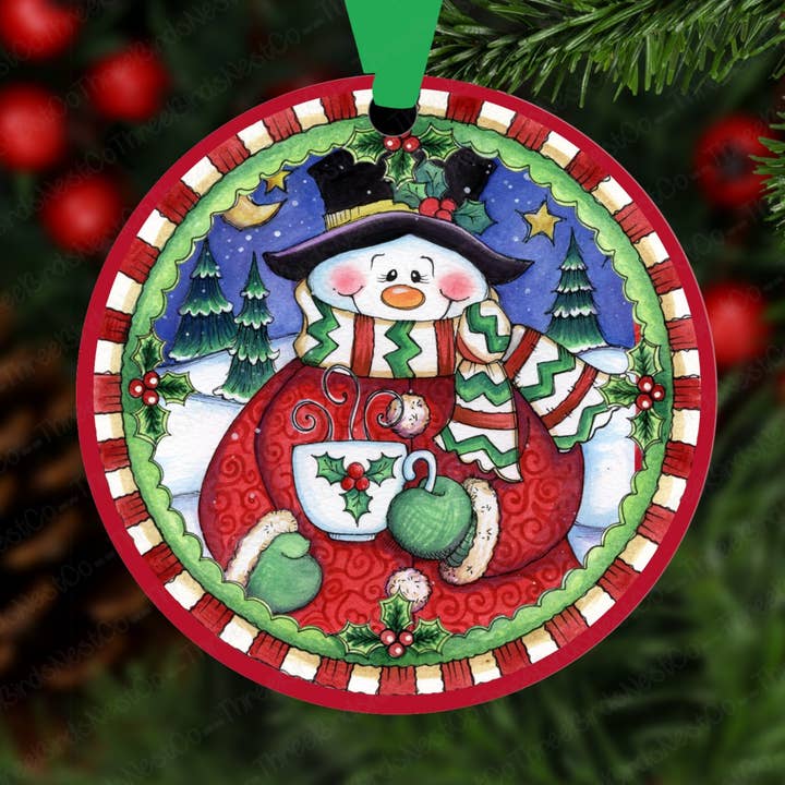 Winter Snowman Ornament for wholesale by Three Birds Nest Company