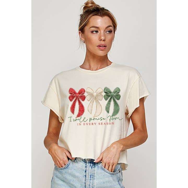 Illustrated Society - Wholesale T-Shirt (Graphic) - Women's - I WILL PRAISE HIM IN EVERY SEASON CHRISTMAS VINTAGE GRAPHIC