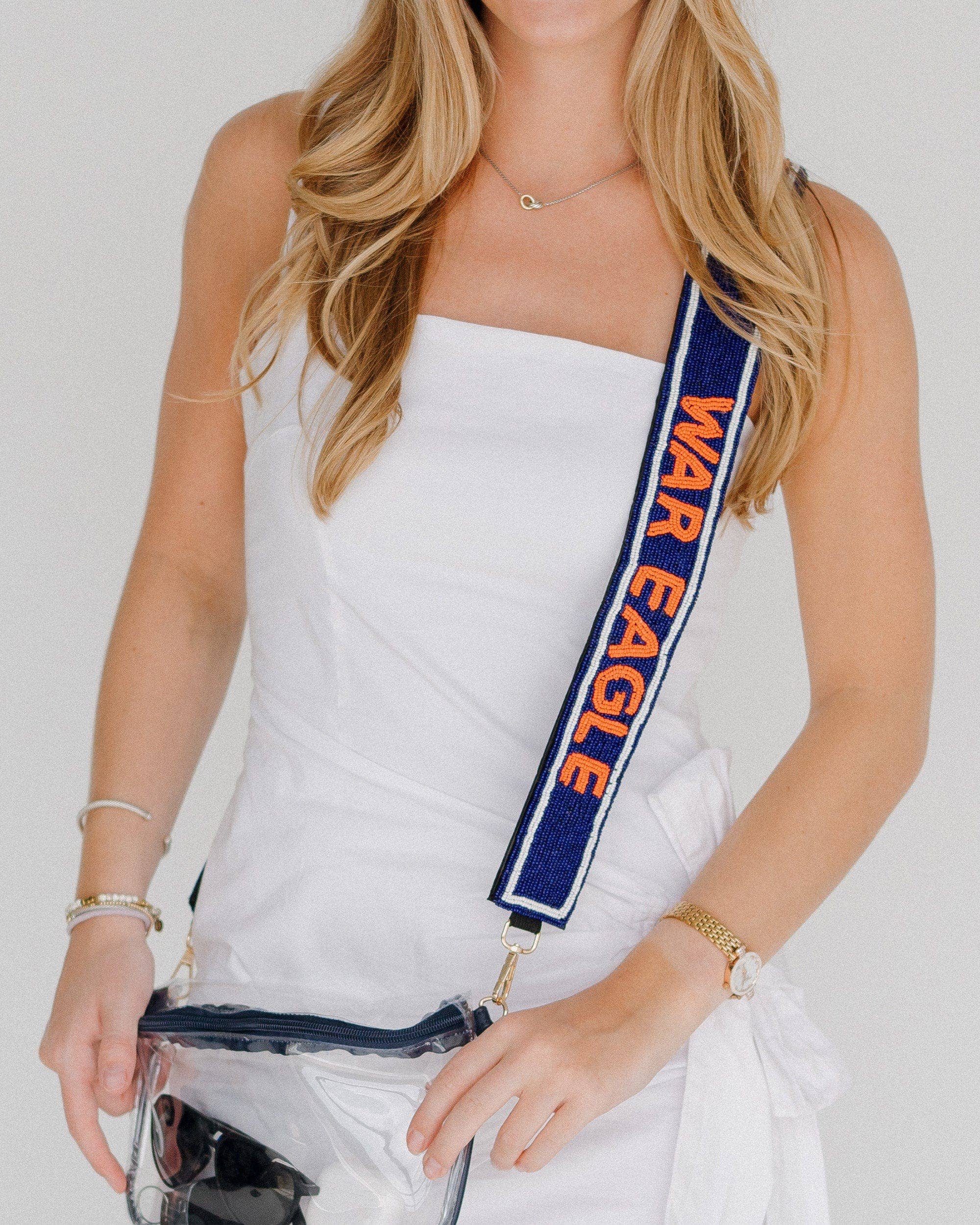 Desden - Vente Accessoire de sac – femme - Sangle de sac perlé War Eagle de l'Université d'Auburn en bleu marine et orange par Desden2