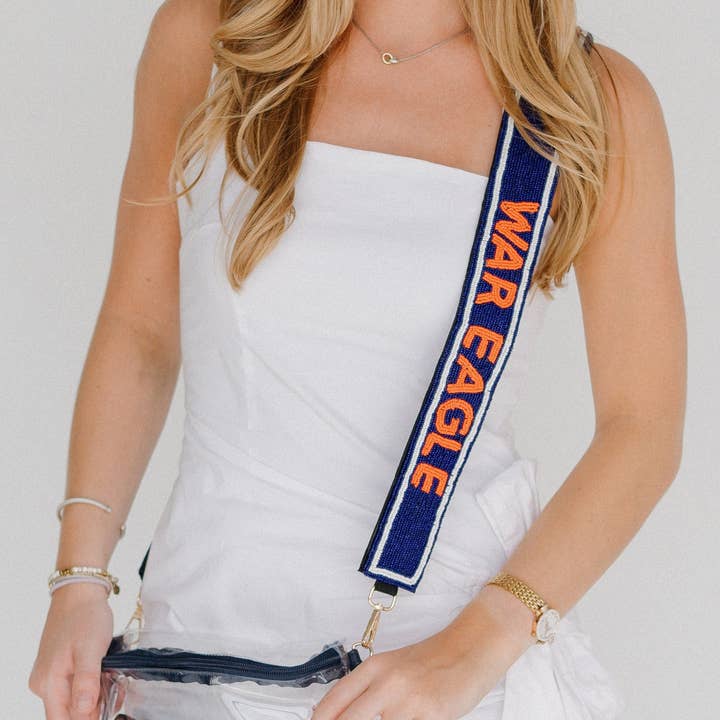 Desden - Vente Accessoire de sac – femme - Sangle de sac perlé War Eagle de l'Université d'Auburn en bleu marine et orange par Desden2