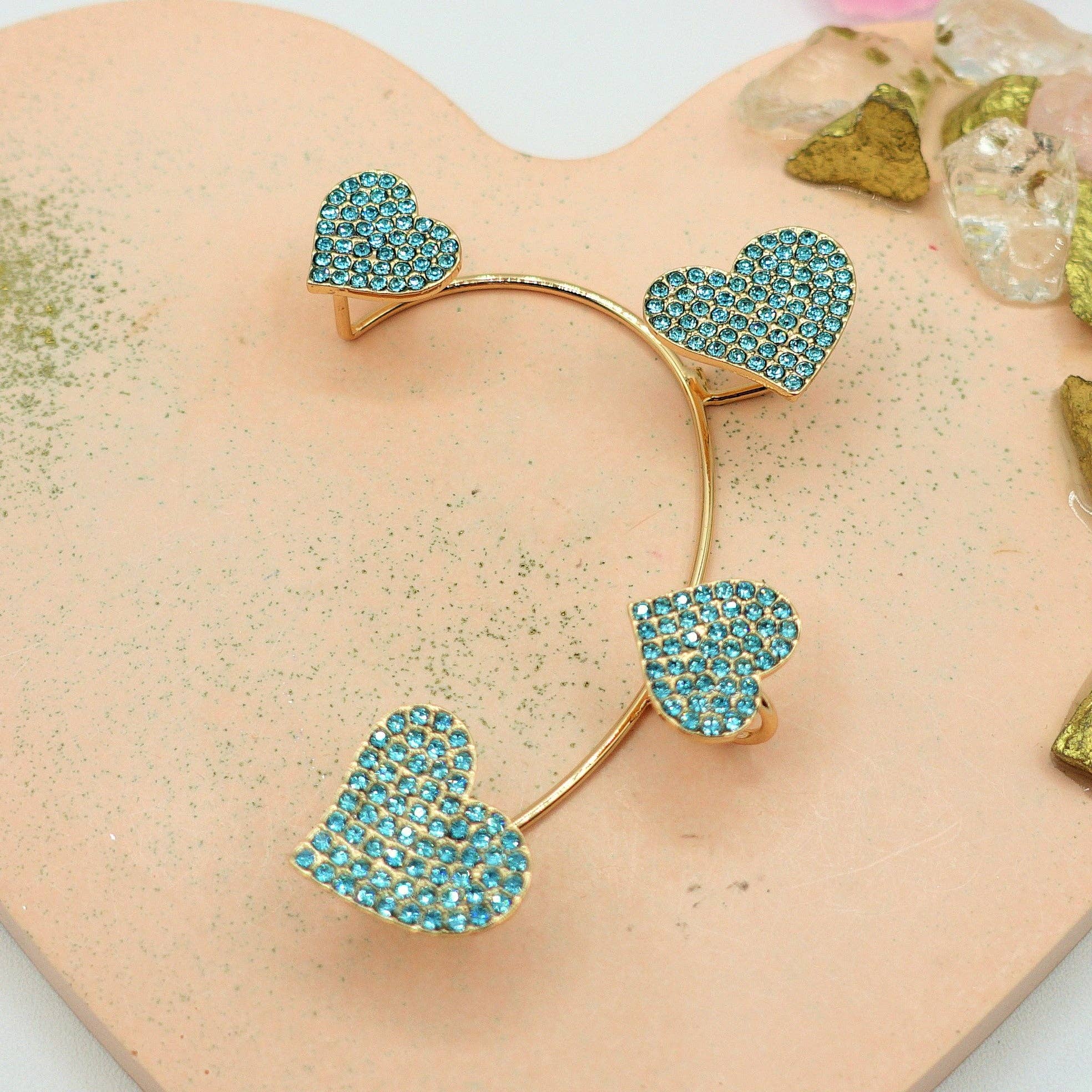 Daemon srls - Wholesale Cuff/Wrap Earrings - QUERIDA ~ EARCUFF mono orecchino con cuori in cubic zirconia17