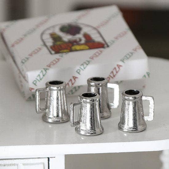 Factory Direct Craft - Wholesale Decorative Tabletop Object - Dollhouse Miniature Pewter Beer Mugs (Pack of 4)