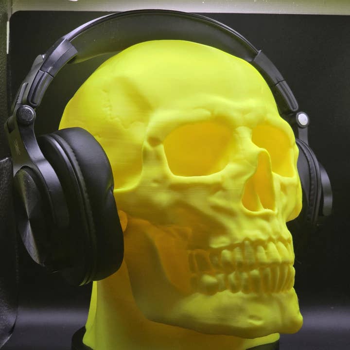 Support de casque en forme de crâne imprimé en 3D - Accessoire de bureau gothique unique pour les joueurs, les amateurs de musique et les passionnés de décoration effrayante. pour la vente par PerfectionIn3D