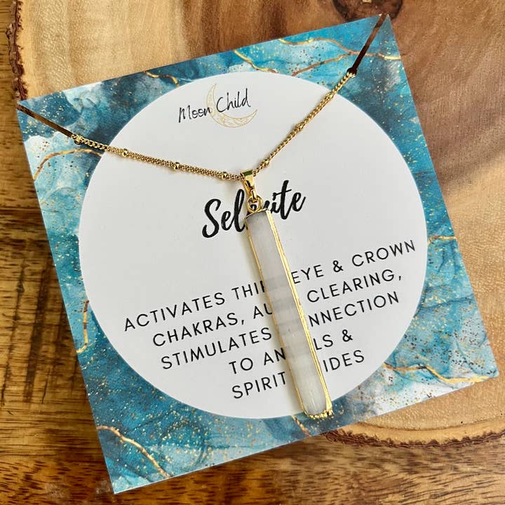 Gold Selenite Pendant ~ "Aura Clearing" for wholesale by Moon Child