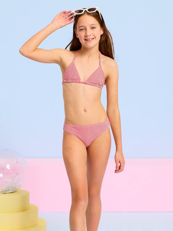 Stripe Texture Triangle Bikini - Chilli Stripe for wholesale on Faire4