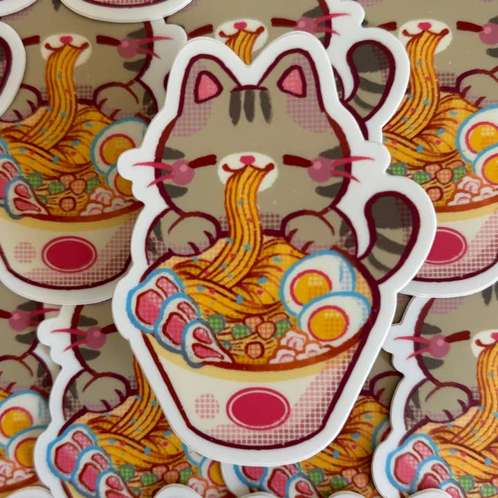 Ramen Kat Klistermærke (Tabby) for engroshandel hos Stars and Sprinkles