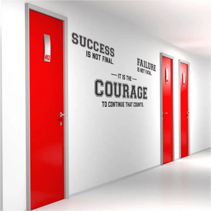 The Simple Stencil - Vendita all'ingrosso Decalcomania/adesivo murale - Il successo non è definitivo, il fallimento non è fatale - Citazione motivazionale per classe o ufficio