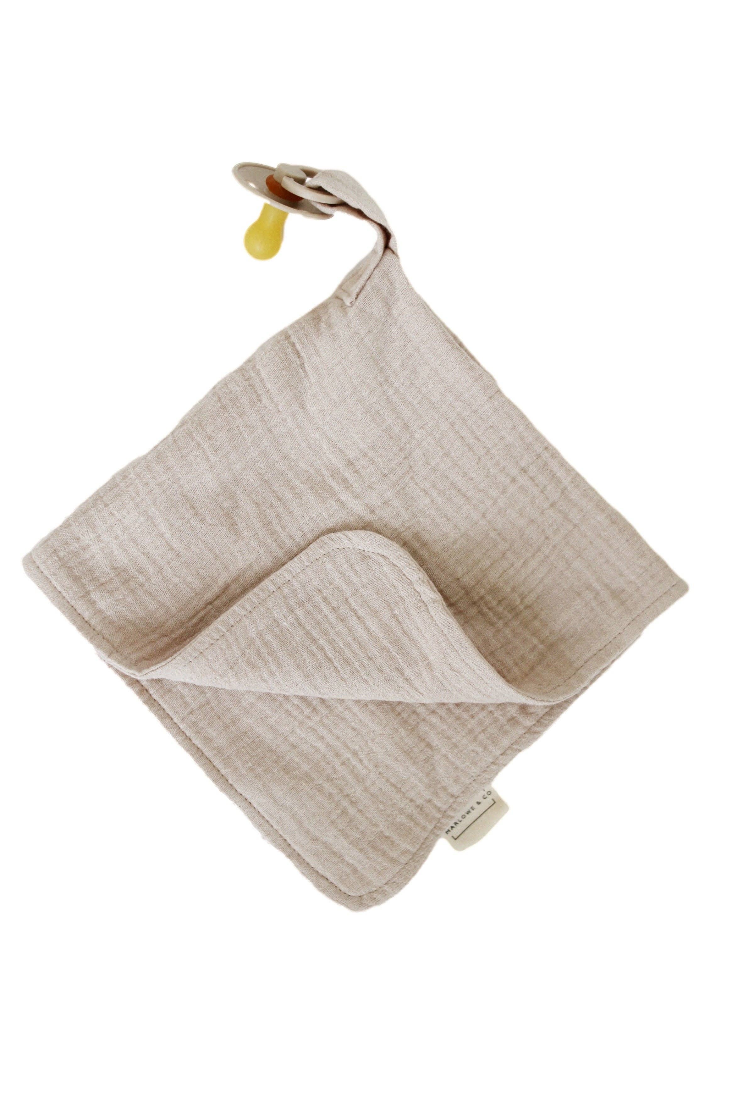 Marlowe & Co - Wholesale Security/Cuddle Blanket - Baby - Natural Sand Organic Cotton Muslin Lovey Blanket