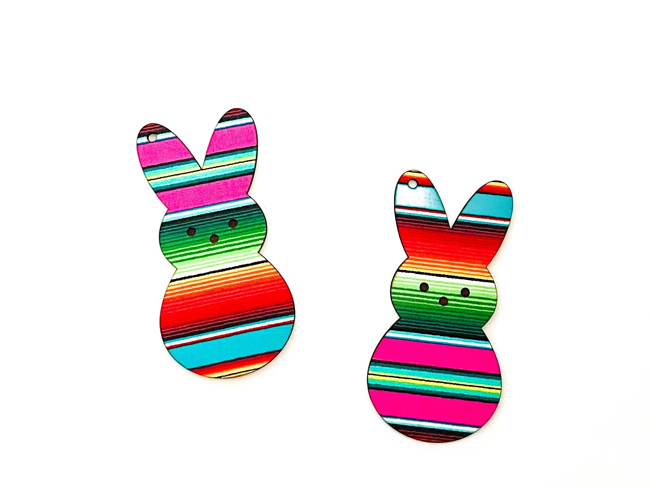 Nice Cosas - Wholesale Ornament - Nice Cosas Serape Fabric and Wood Bunny Ornament Tag0