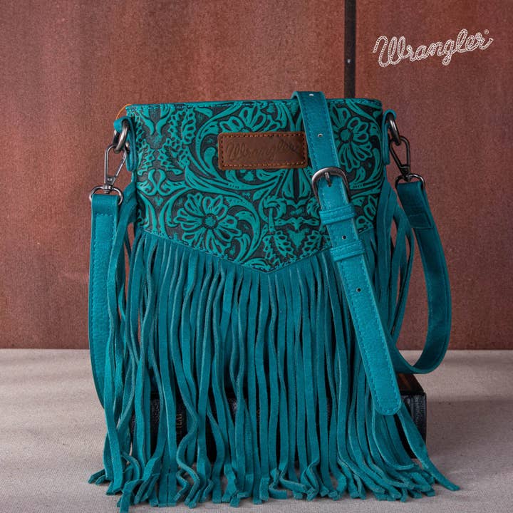 South End Clothing and Apparel L.L.C - Wholesale Crossbody Bag - Women's - Wrangler Vintage Floral Embossed Fringe Crossbody6