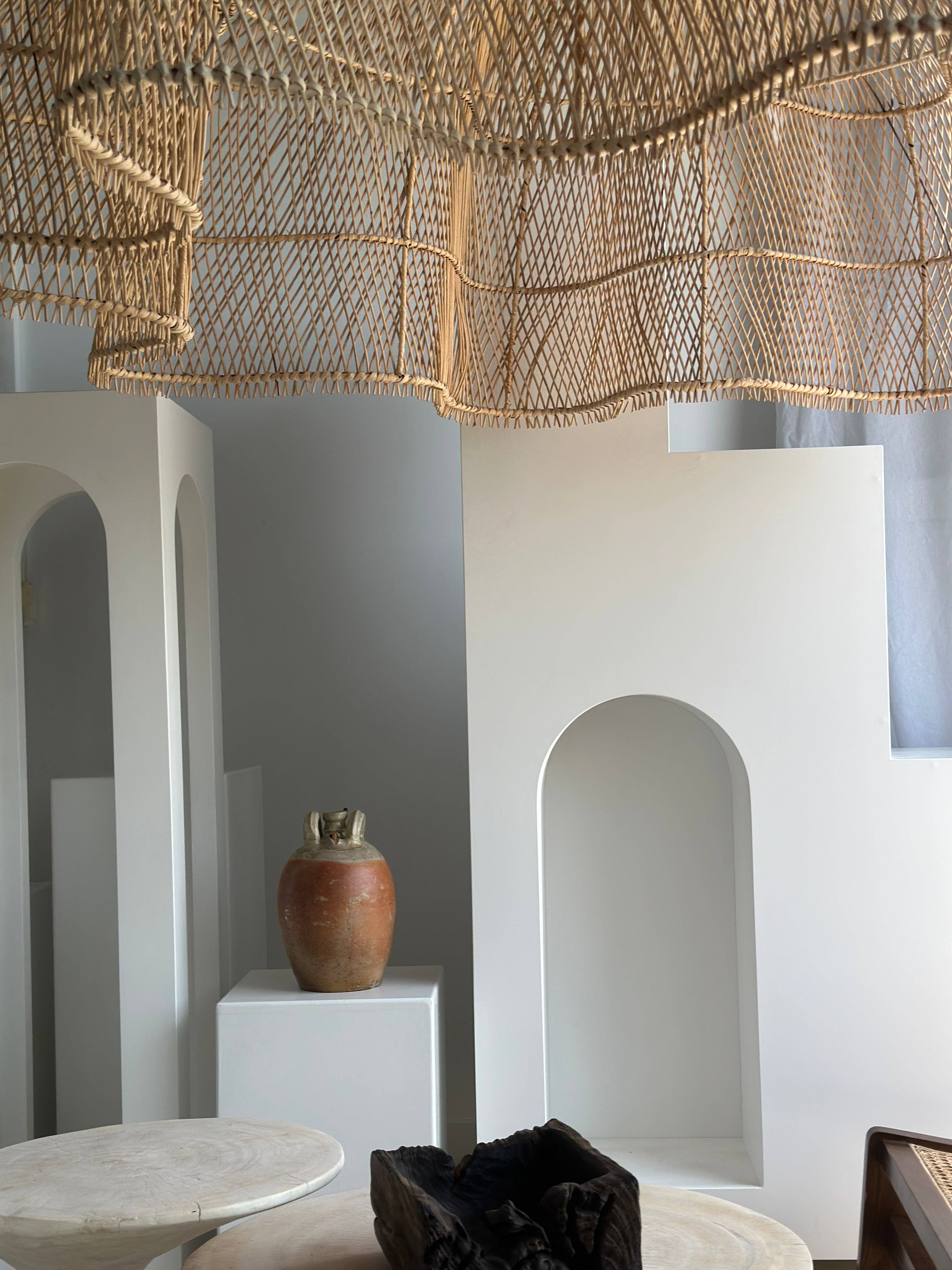 Office Objets - Wholesale Chandelier/Hanging Light - Immense rattan suspension in the shape of a flower, tulip, corolla H:1m; D:1m50128