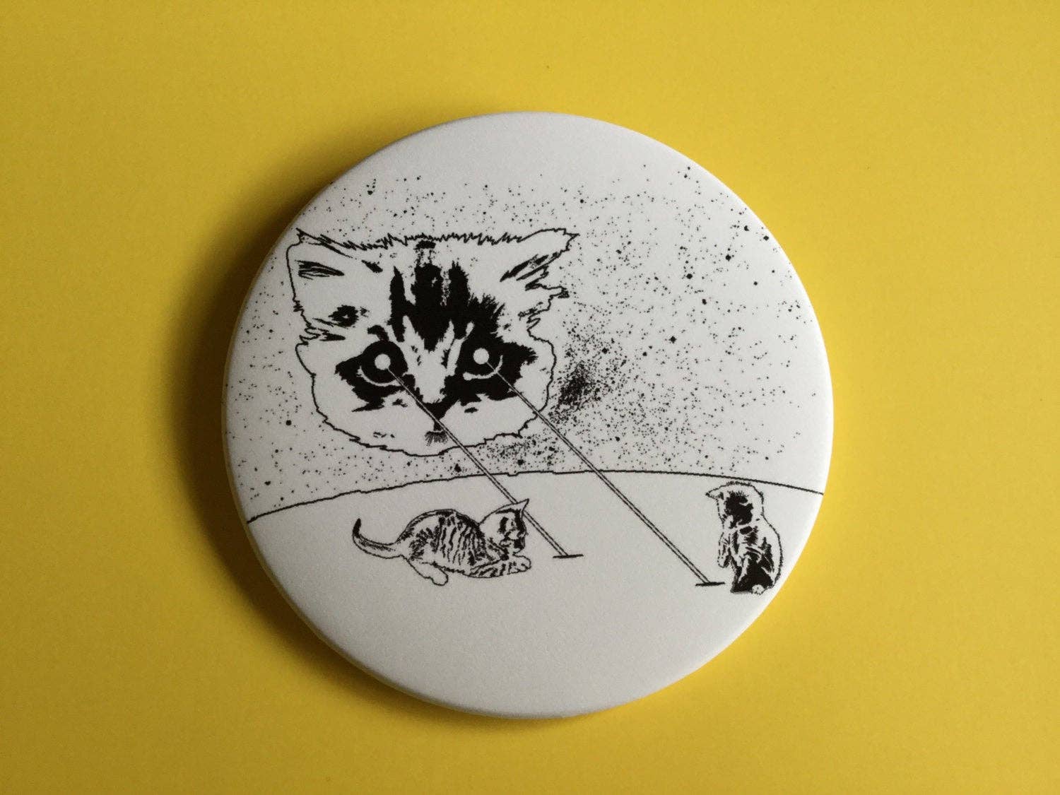 Ugly Baby - Wholesale Compact Mirror - Mirror - 3.5 Inch: Meta Laser Cat - B&W2