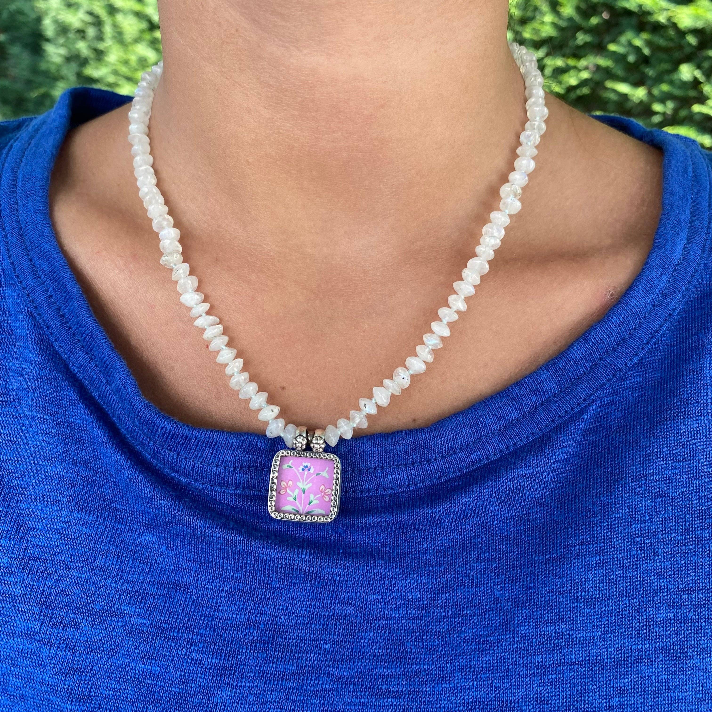 Jen Stock Mindful Designs - Wholesale Pendant/Charm Necklace - Block Print Beaded Necklaces7