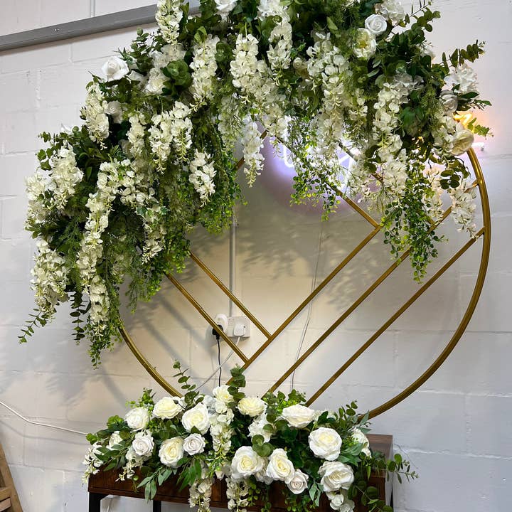 IVY CRUZ - Wholesale Bunting/Garland - Luxe White Rose Garland, Wisteria Flower Garland, White