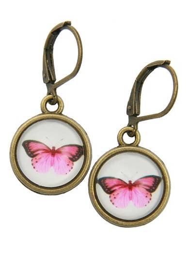 Boucles d'oreilles à motif papillon rose pour la vente par Dreamspirit