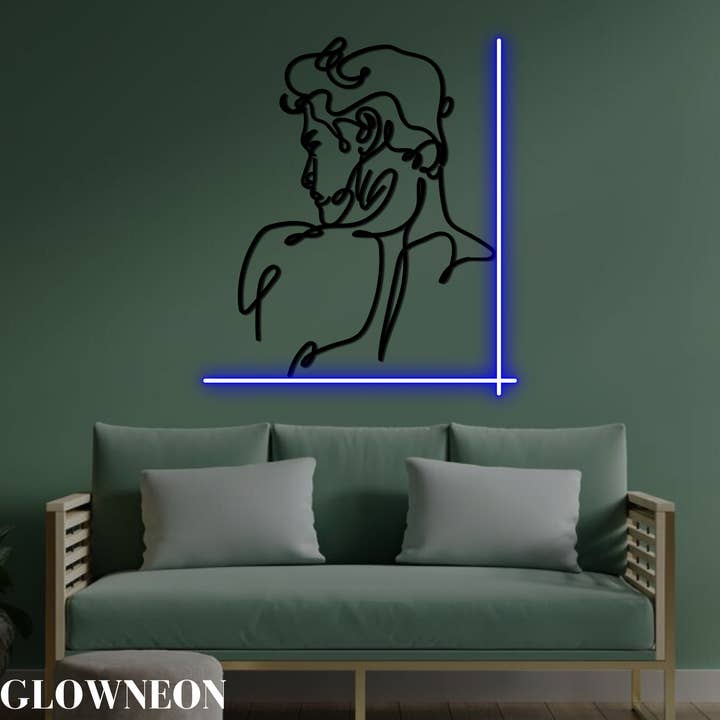 Män Face One Line Art Style, Man Face Wall Art Led-lampor för wholesale av Glow Neon