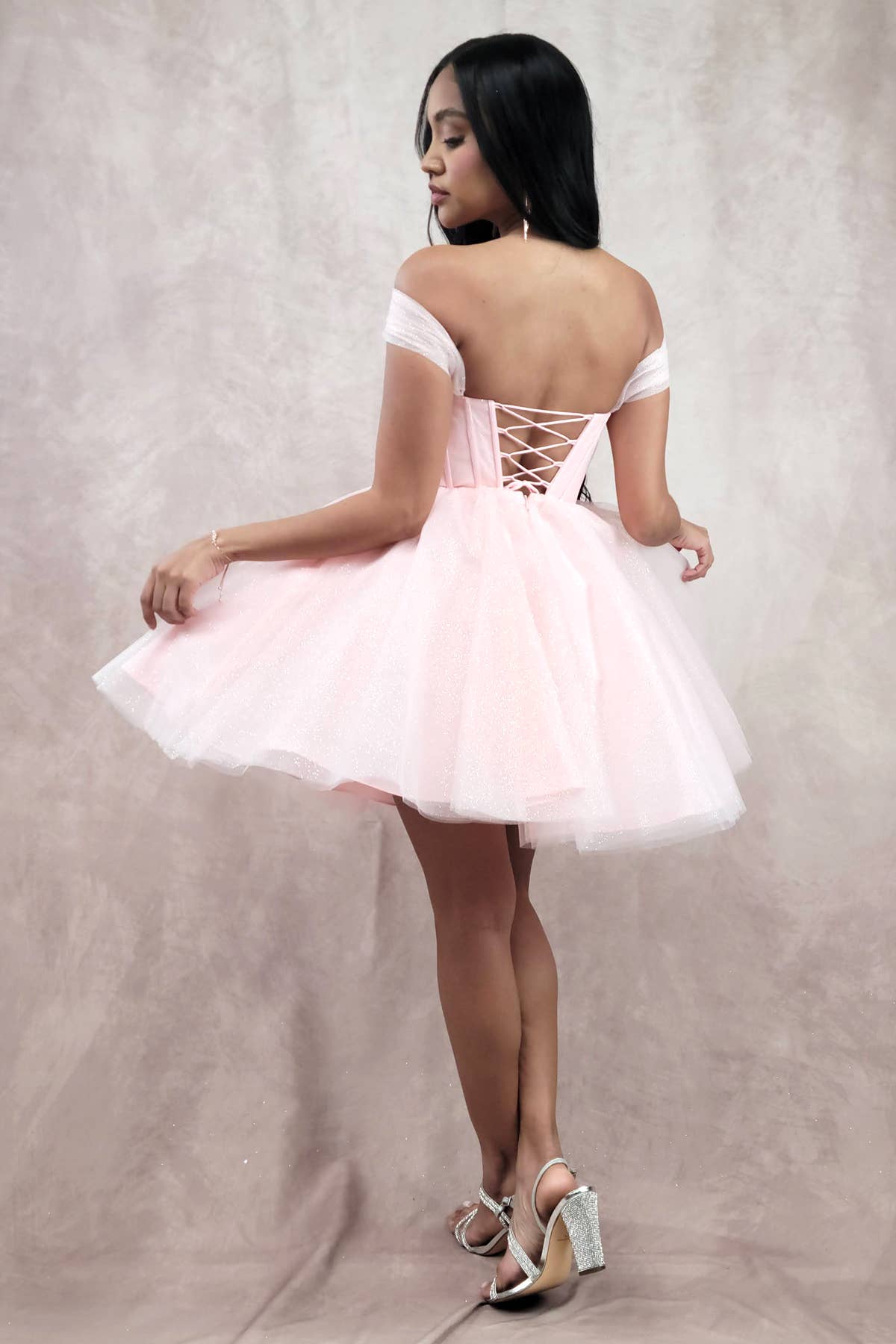 Chicas - Wholesale Dress - Women's - Short Off The Shoulder Tulle Dress With Brooch18