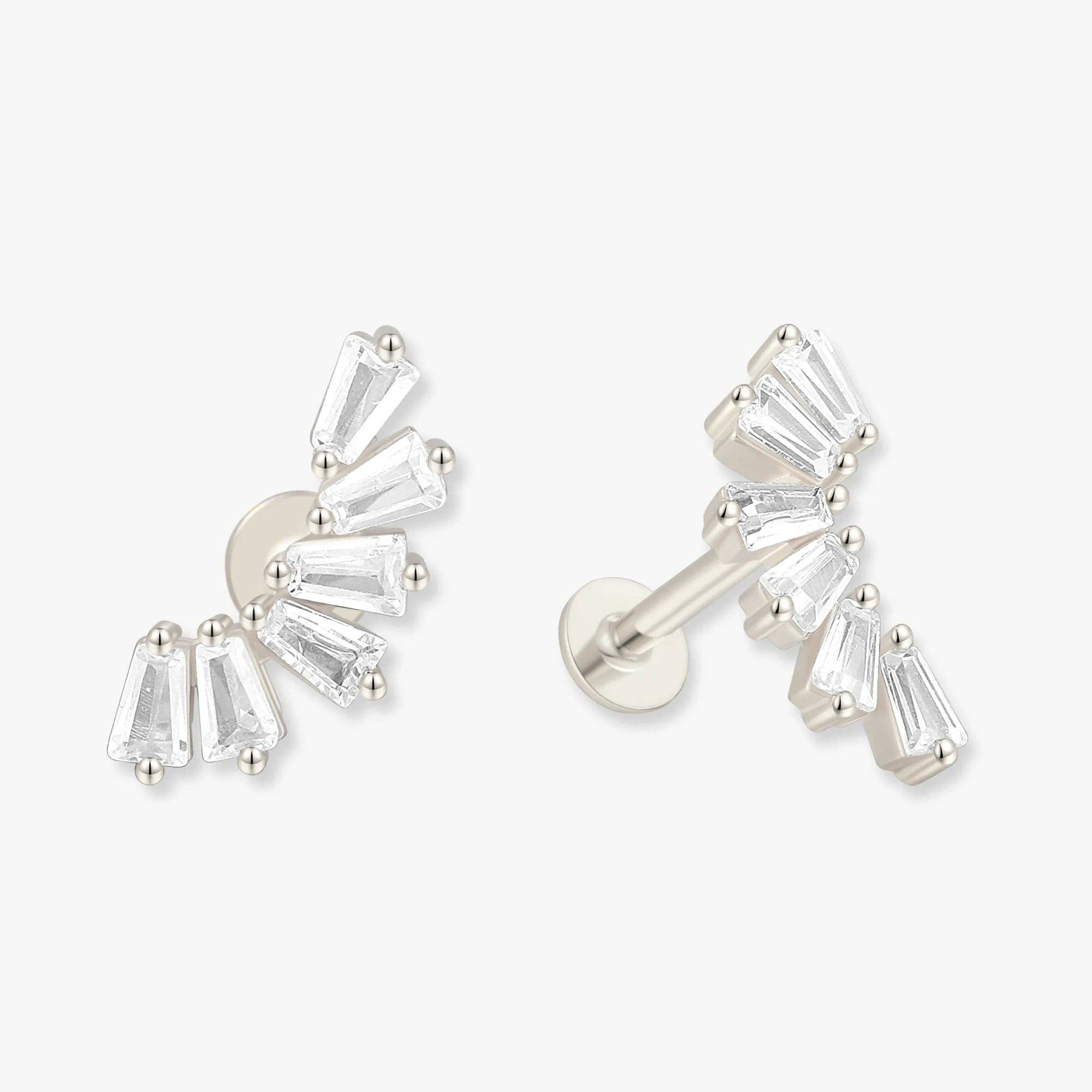 LEA Jewels – wholesale Stud/post earrings – Crystal Cascade Labret Studs in Silver0