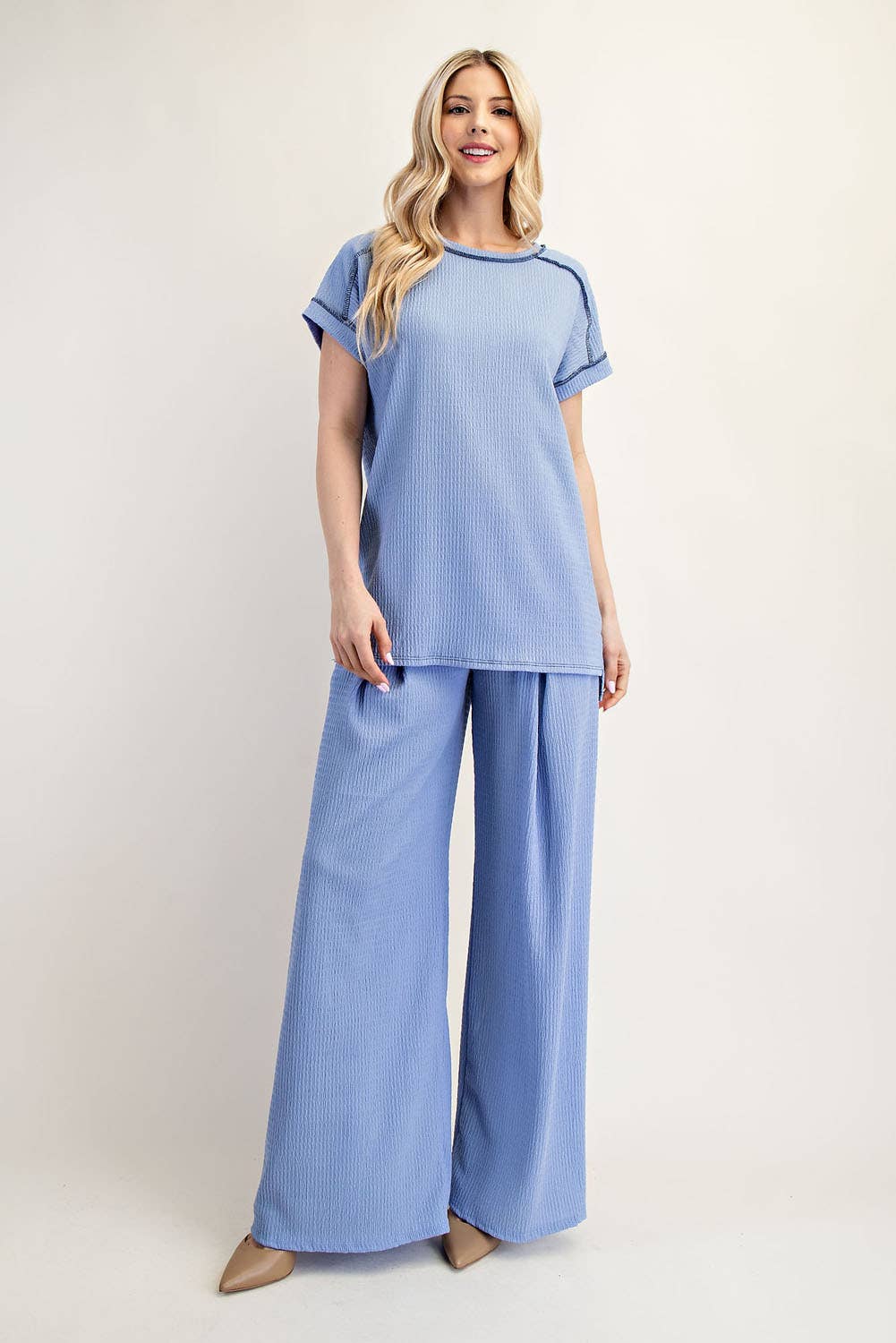 Celeste Clothing - Wholesale Knit Top - Women's - PLUS SIZE RELAXED-FIT TEXTURED TOP SHORT SLEEVES -CT2389513