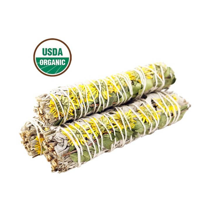 Sunflower White Sage Smudge Stick (6 in.) for wholesale by Designs by Deekay Inc.