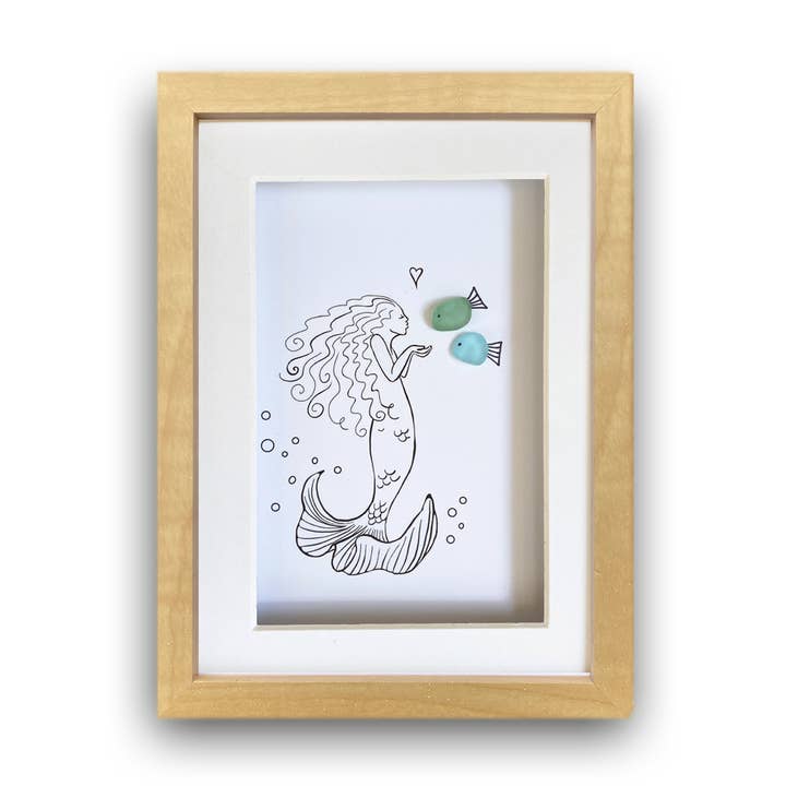 Mermaid & fish, Sea Glass ART for wholesale by LISART LLC