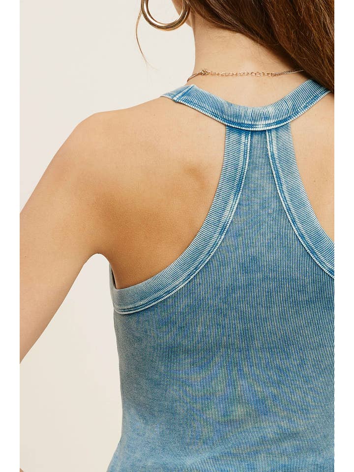 La Miel - Wholesale Tank Top - Women's - HCT7695-Mineral Washed Y Back Lightweight Stretchy Tank Top12
