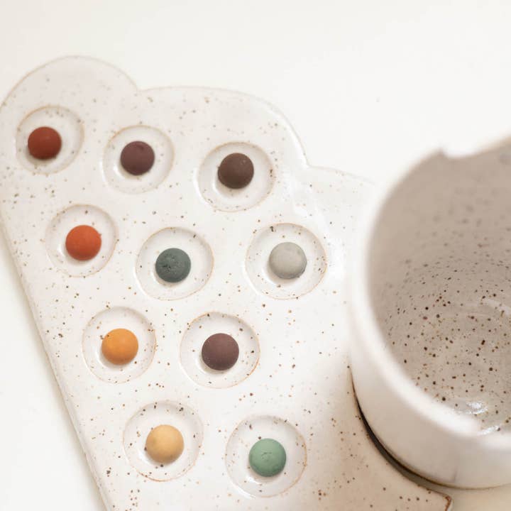 joye made clay - Wholesale Palette/Mixing Tray - ceramic nesting cloud palette and brush cup set4