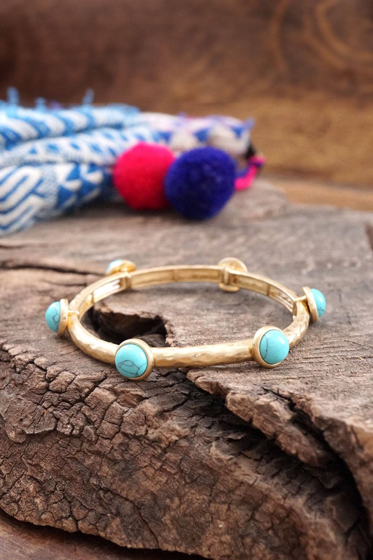 PennyLine inc - Wholesale Bangle Bracelet - Jeweled Golden Bangle with semi precious stone dots15