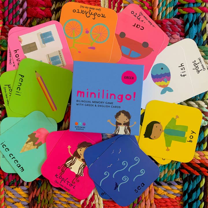 Worldwide Buddies - Vendita all'ingrosso Carte didattiche - Bambini e neonati - Flashcard bilingue minilingo greco/inglese per bambini