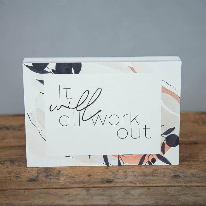 Blockskylt - ”Allt kommer att fungera” för wholesale av Tiny House Vintage and Art