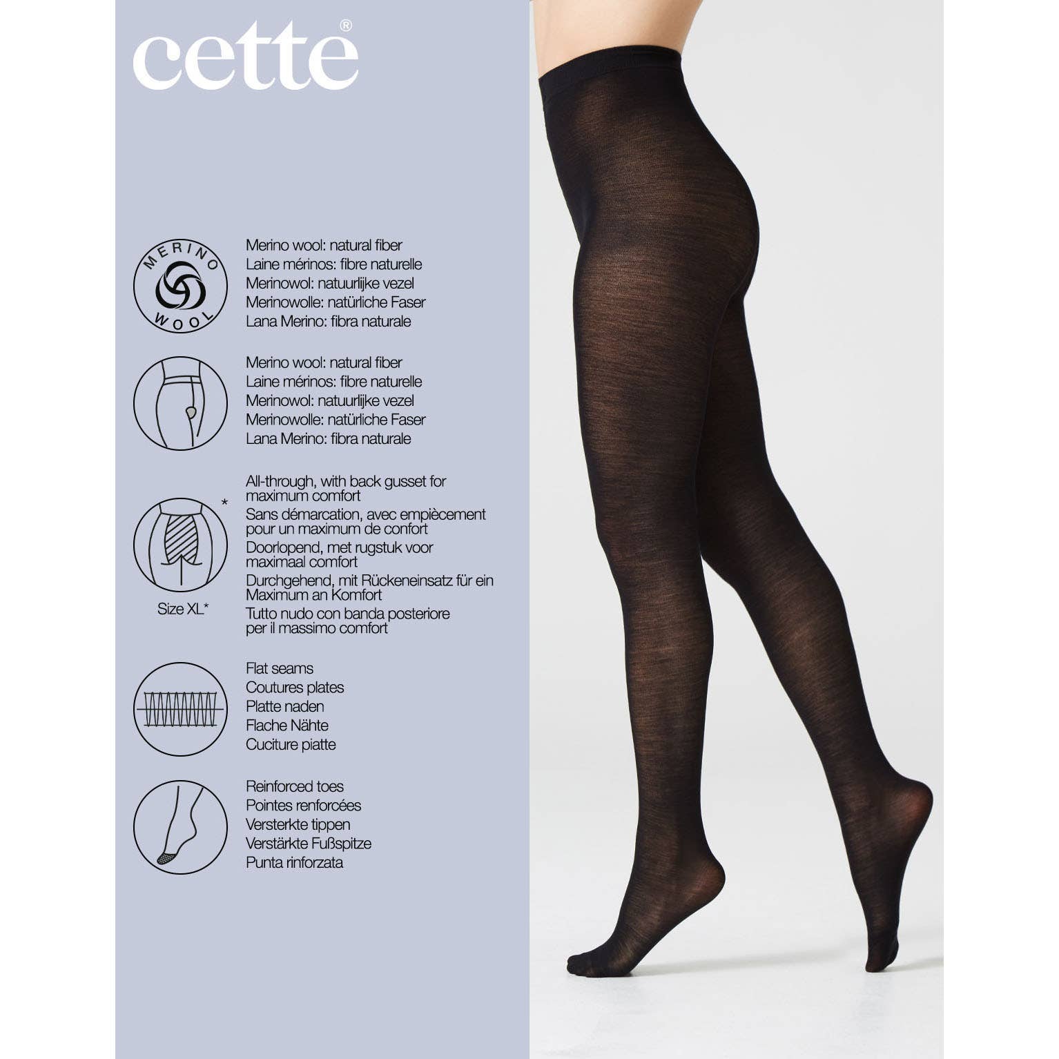 Cette - Vente Collants – femme - Collants d’hiver opaques en laine mérinos 100 DEN13