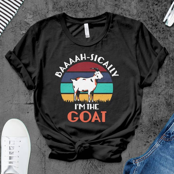 Vintage Goat Graphic Tee, Retro Farm Animal Sunset T-Shirt, Unisex Casual Wear, Soft Cotton Shirt, Gift for Nature Lovers for wholesale by FreakyTeeFactory