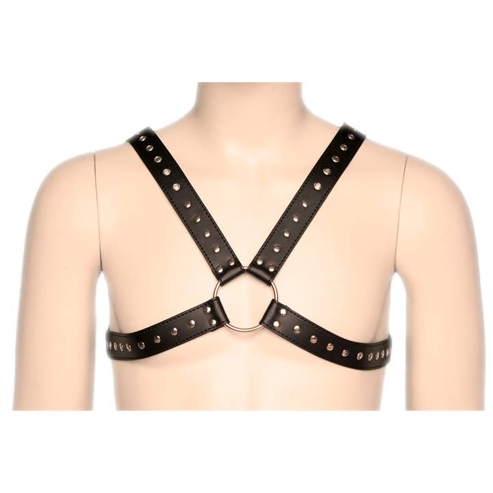 Chest Harness - Cross-Chest PVC Vegan Leather for wholesale by Plesur Body Products