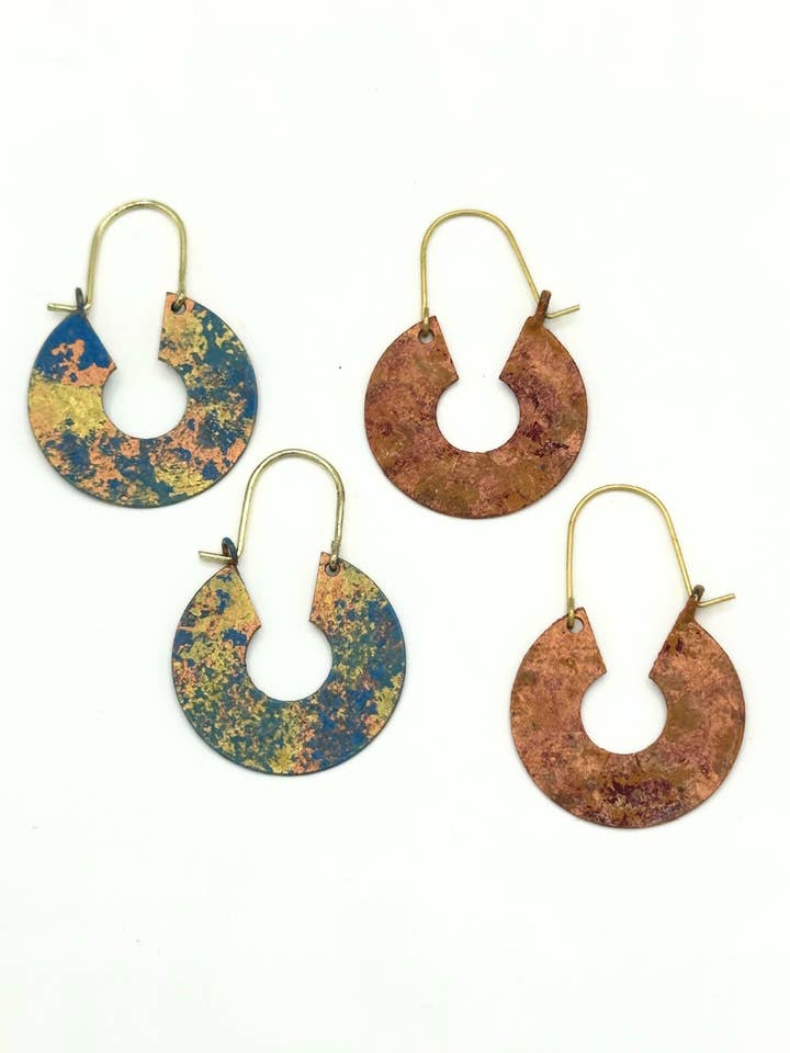 Patina Hammered Hoops for wholesale by Fair Anita