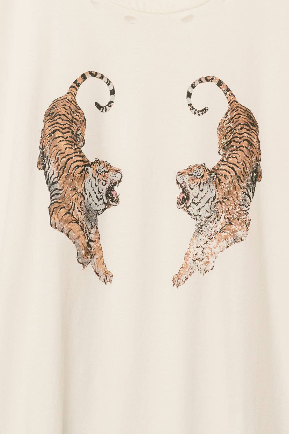 IVORY Roaring Tigers Garment Wash Oversize Graphic Tee for wholesale on Faire1