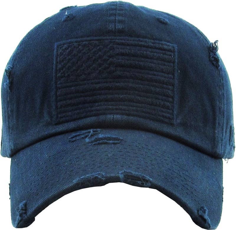 MiMi Wholesale - Wholesale Baseball Cap - Women's - KBVT209 American Flag Washed Vintage Distressed Baseball Cap1