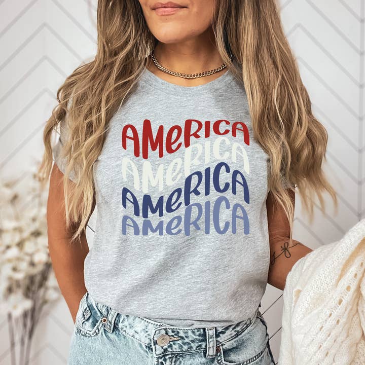 "America America" Tee for wholesale by Patriotic Threads