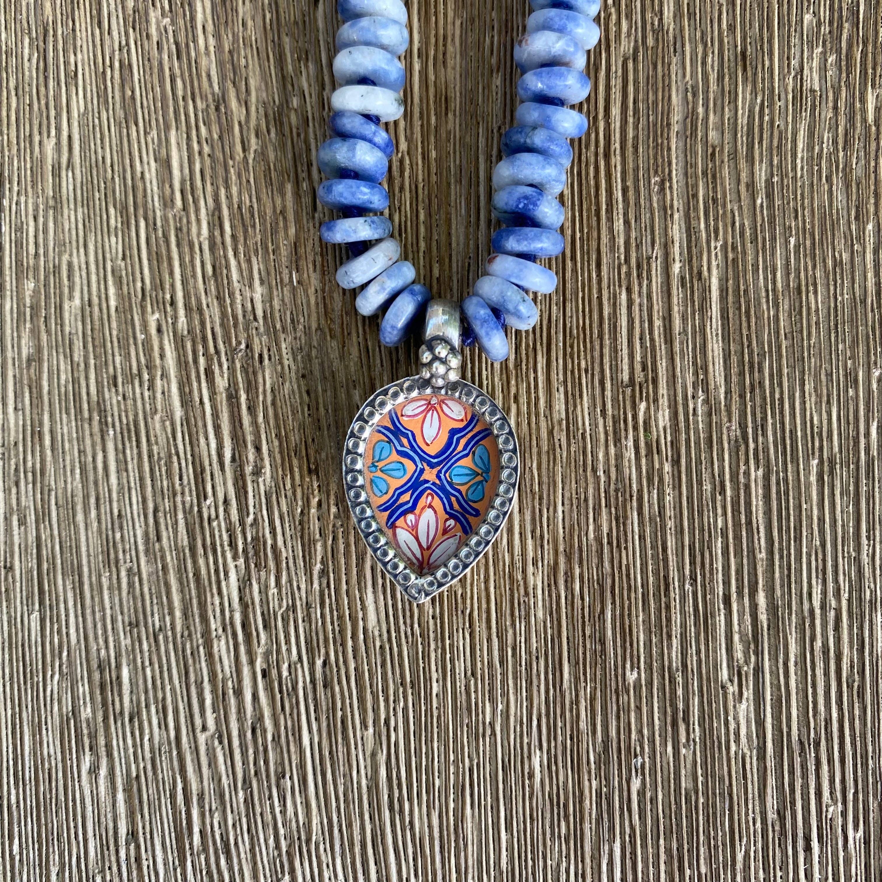 Jen Stock Mindful Designs - Wholesale Pendant/Charm Necklace - Block Print Beaded Necklaces13