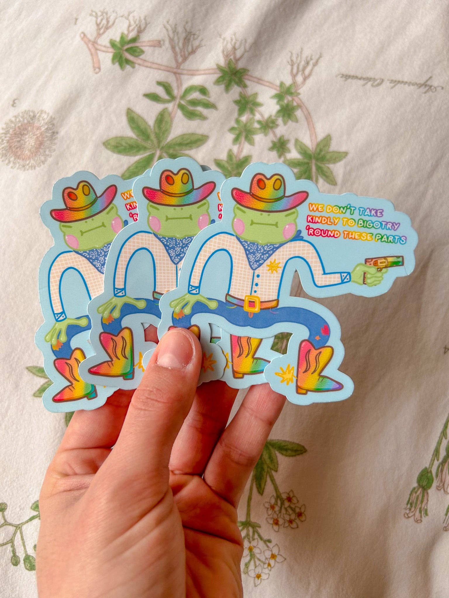 Hollandaize Art – Adesivo por atacado – Pride Cowboy Frogs | Não levamos gentilmente ao bigotry Sticker2