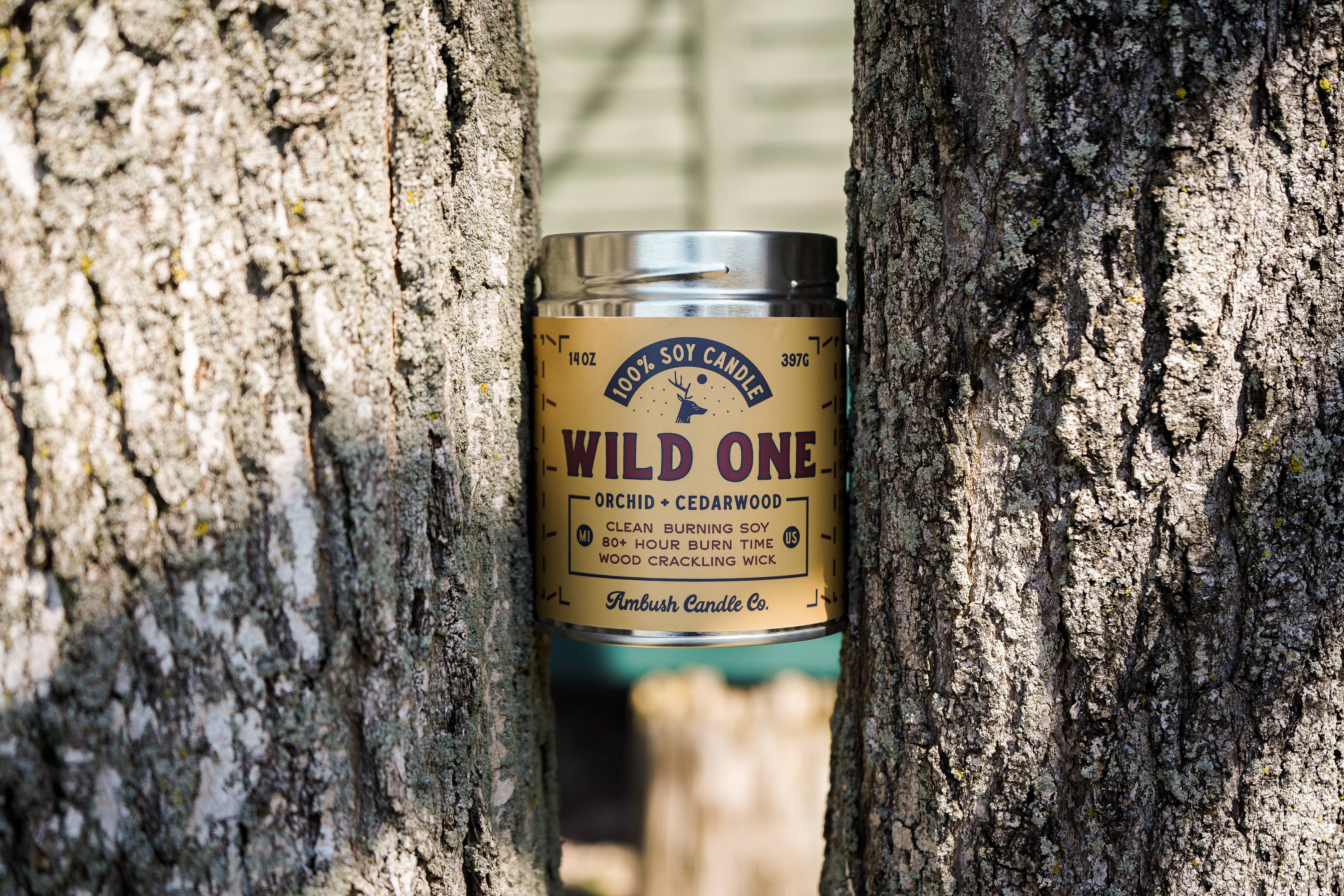 Ambush Candle Co. - Wholesale Travel Candles - Wild One | Orchid + Cedarwood 14oz Soy Candle2