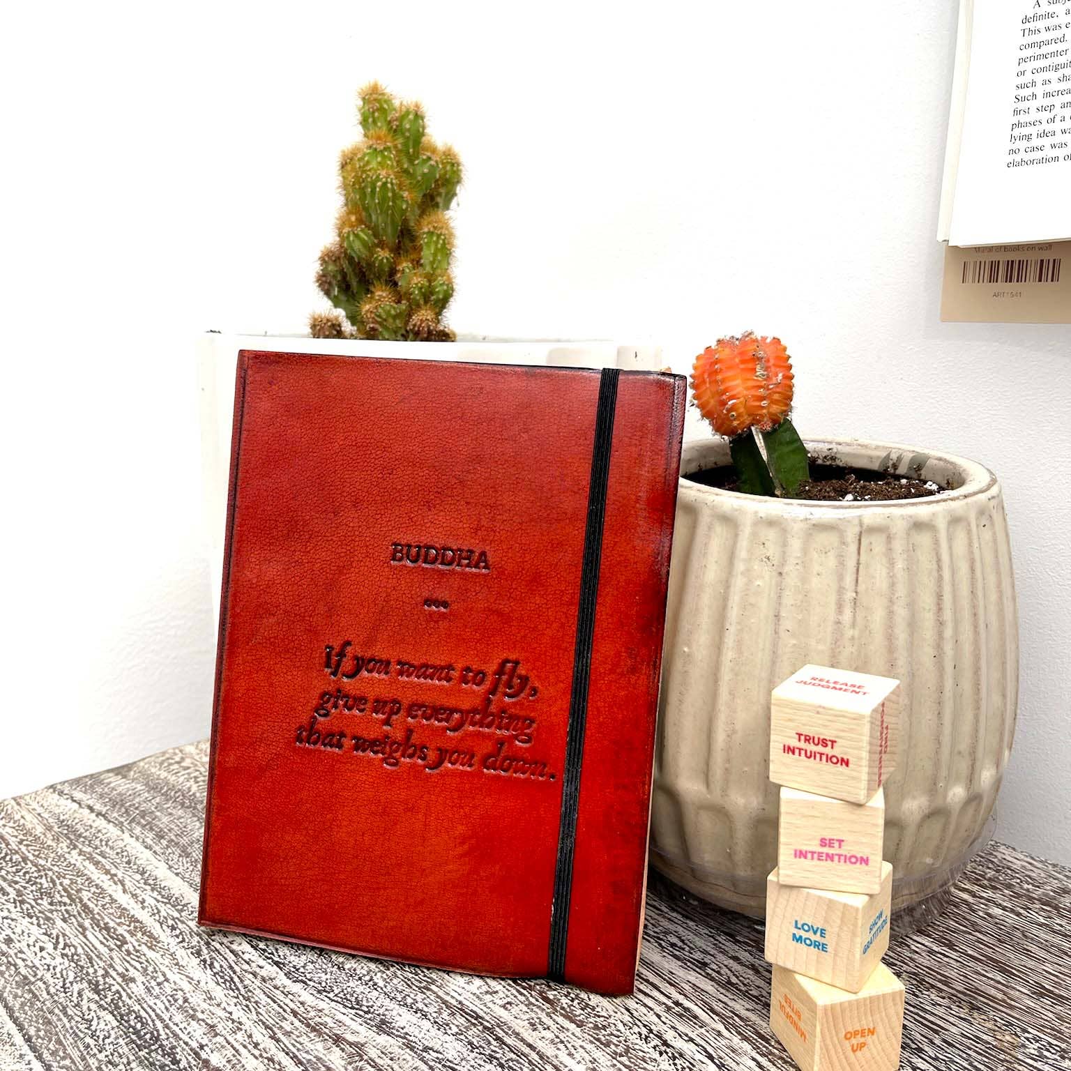 Soothi | Containers Of Creativity - Wholesale Journal/Diary - Buddha If You Want To Fly Quote Leather Journal - 8x610