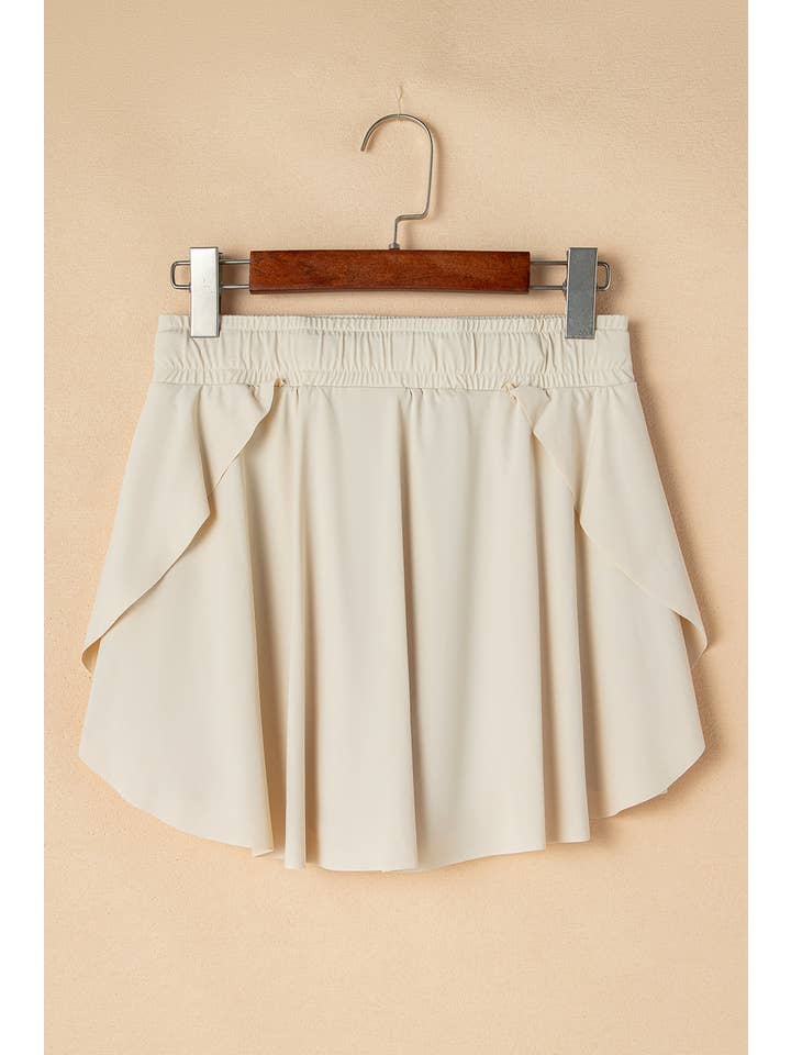 PRETTY BASH - Wholesale Skort - Women's - Solid Drawstring High Waist Skort