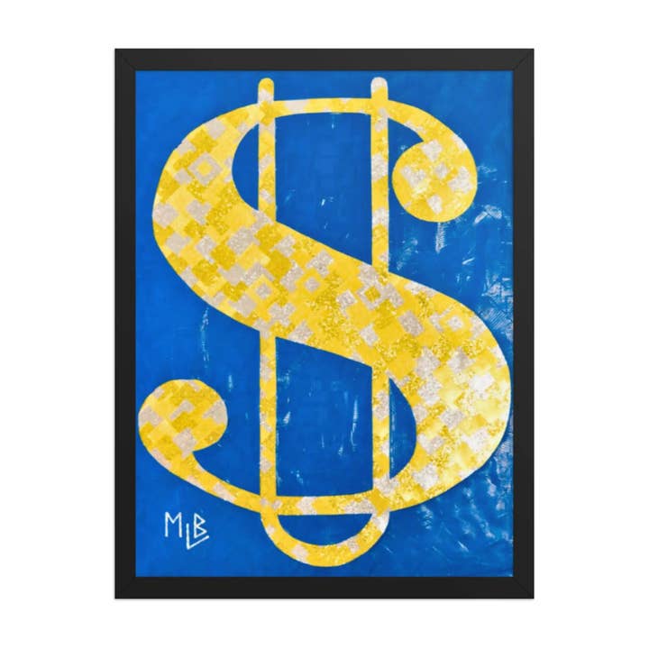 U$ Affiche encadrée dorée/bleue pour la vente par MLB Artist