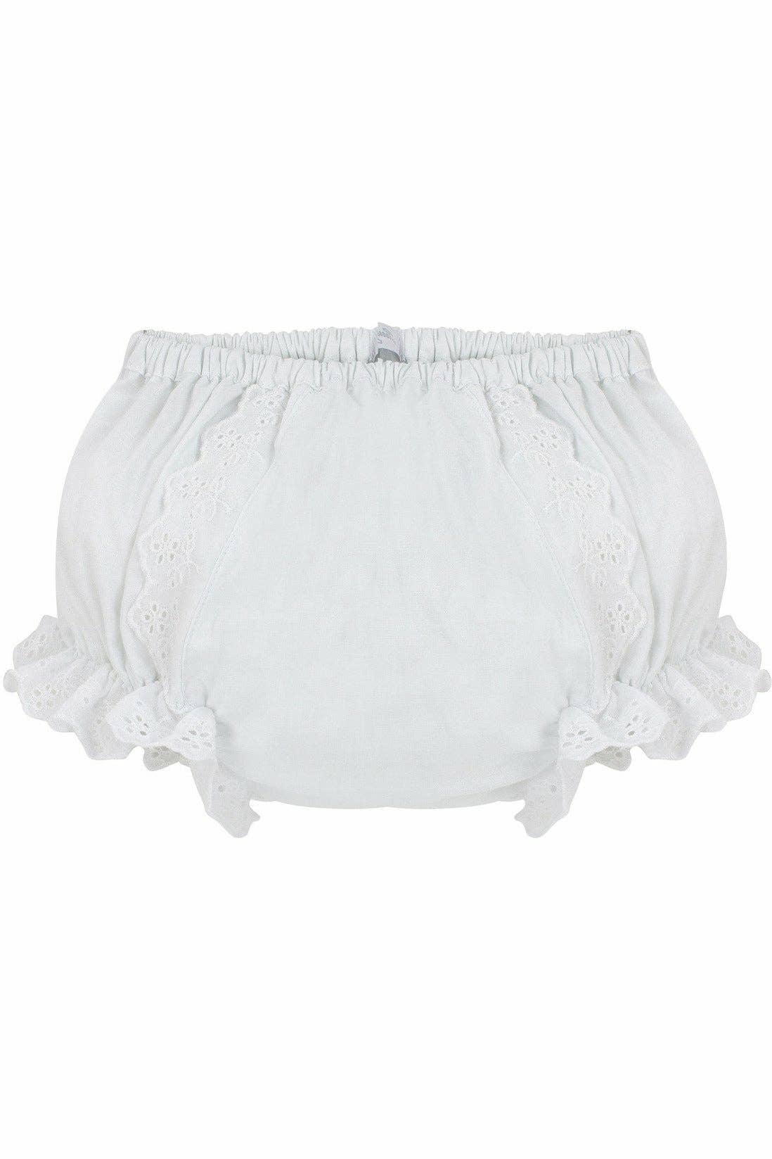 Julius Berger & Carriage Boutique - Wholesale Underwear/Diaper Cover - Baby - Baby Girls Cotton Diaper Covers - Ruffled White Flowers