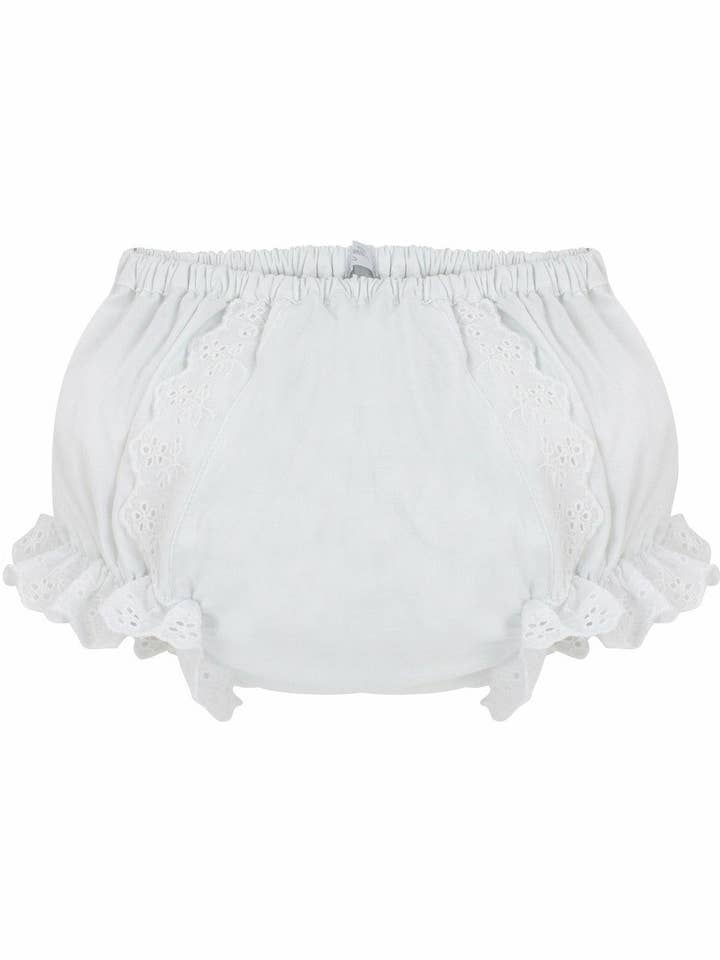Julius Berger & Carriage Boutique - Wholesale Underwear/Diaper Cover - Baby - Baby Girls Cotton Diaper Covers - Ruffled White Flowers
